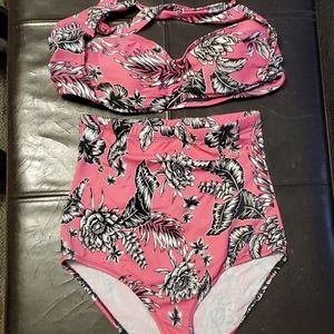 Pink Floral Highwaisted Bikini